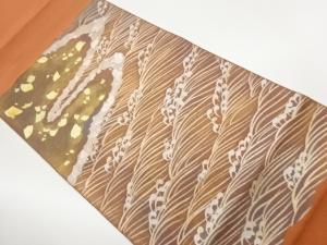 引箔雲に荒波模様袋帯